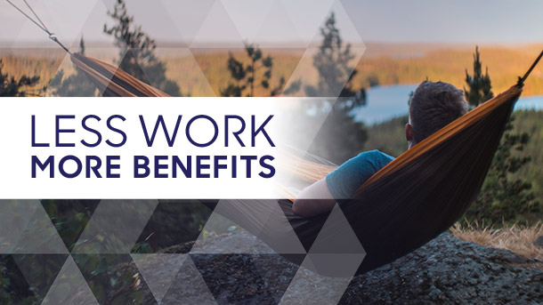 Relaxing in hammock - Less Work, More Benefits with Trustmark's group voluntary benefits